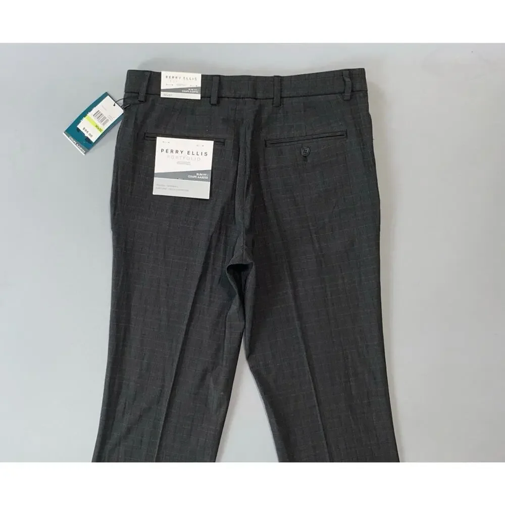 Perry Ellis Portfolio Essentials Slim Fit Washable Dress Pants. Men's 30X32, NWT